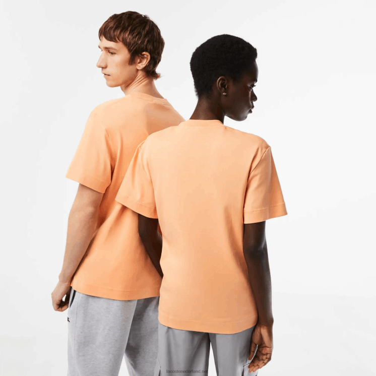 Lacoste T-shirt van biologisch katoen met ronde hals 0828H98 lichtoranje heb Heren
