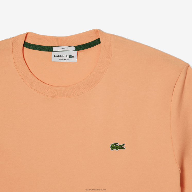 Lacoste T-shirt van biologisch katoen met ronde hals 0828H98 lichtoranje heb Heren