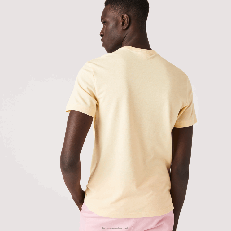 Lacoste T-shirt van biologisch katoen met ronde hals en krokodillenprint 0828H636 gele hbz Heren
