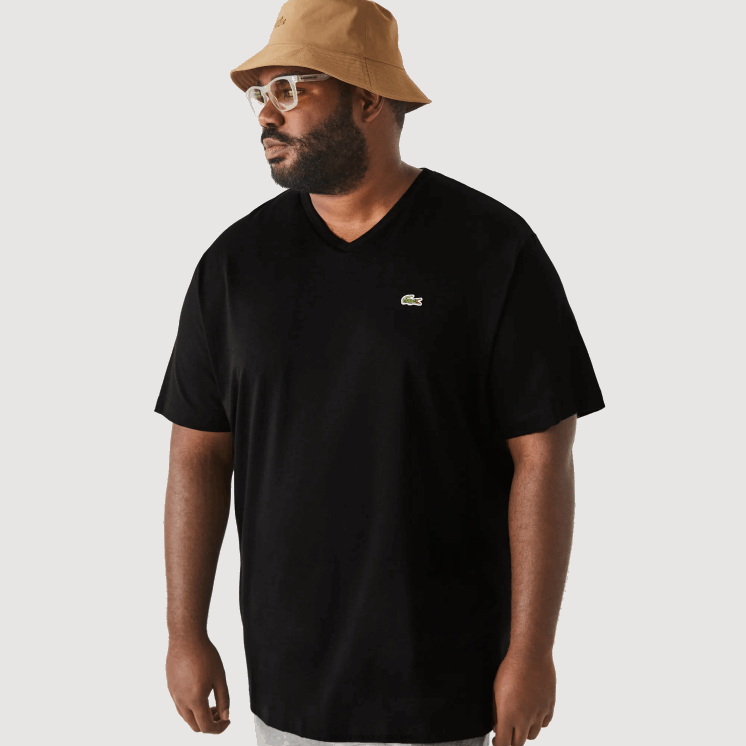 Lacoste T-shirt van jersey met v-hals 0828H714 zwart 031 Heren
