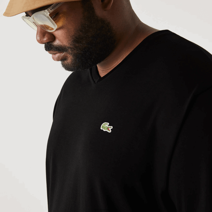 Lacoste T-shirt van jersey met v-hals 0828H714 zwart 031 Heren