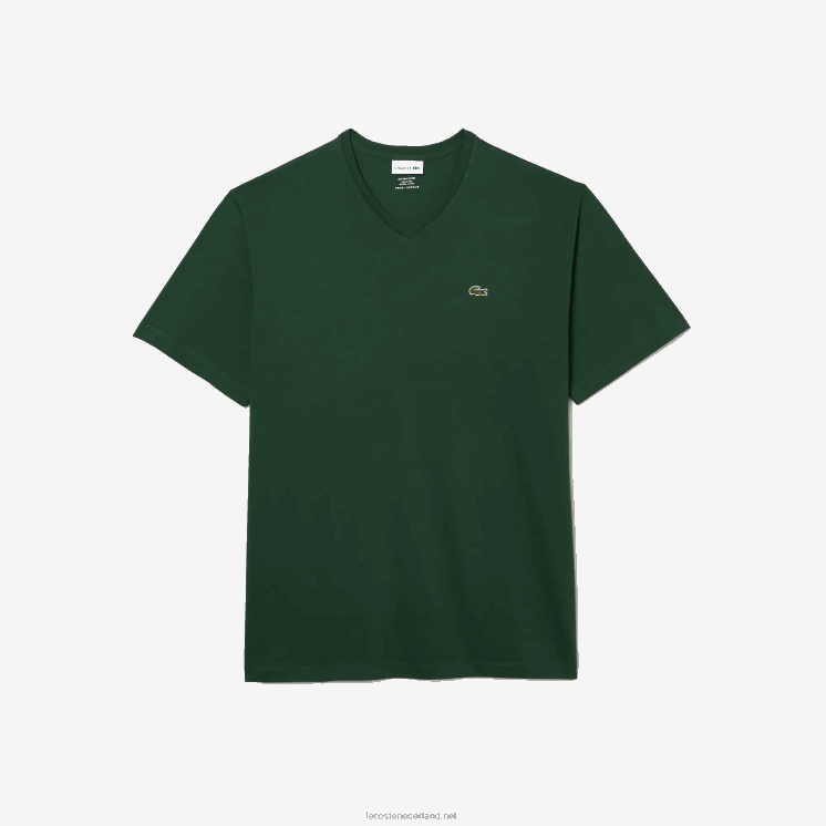 Lacoste T-shirt van jersey met v-hals 0828H717 groen 132 Heren