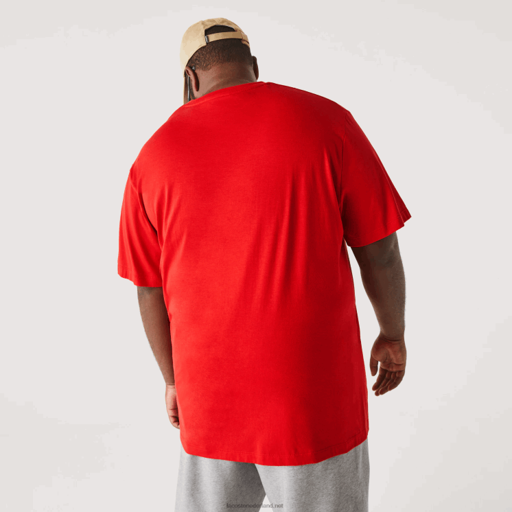 Lacoste T-shirt van jersey met v-hals 0828H733 rood 240 Heren