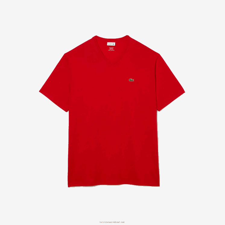 Lacoste T-shirt van jersey met v-hals 0828H733 rood 240 Heren