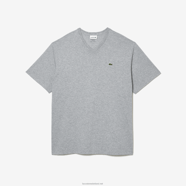 Lacoste T-shirt van jersey met v-hals 0828H801 grijze chine ca Heren