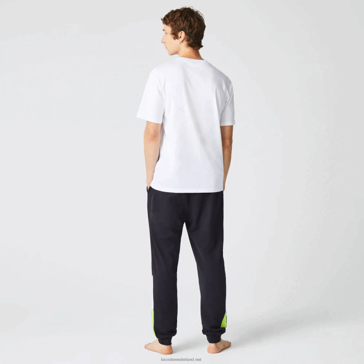 Lacoste T-shirt van katoenen jersey met grafische print 0828H1628 wit 001 Heren