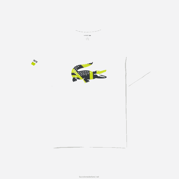 Lacoste T-shirt van katoenen jersey met grafische print 0828H1628 wit 001 Heren
