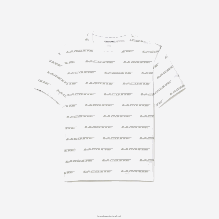 Lacoste T-shirt van katoenjersey met logoprint 0828H502 wit kaki groen gy8 Heren