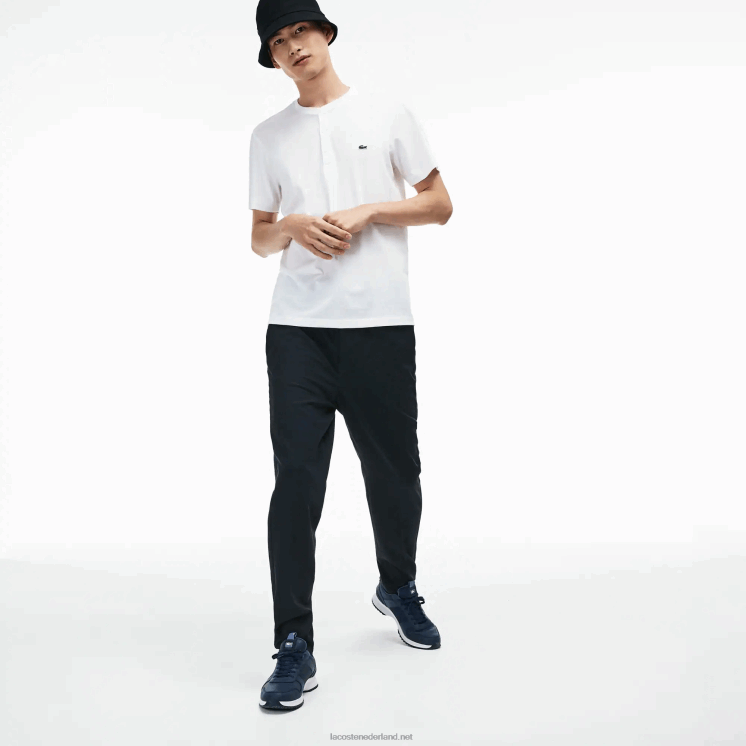 Lacoste T-shirt van pimakatoen jersey met henley-hals 0828H589 wit 001 Heren