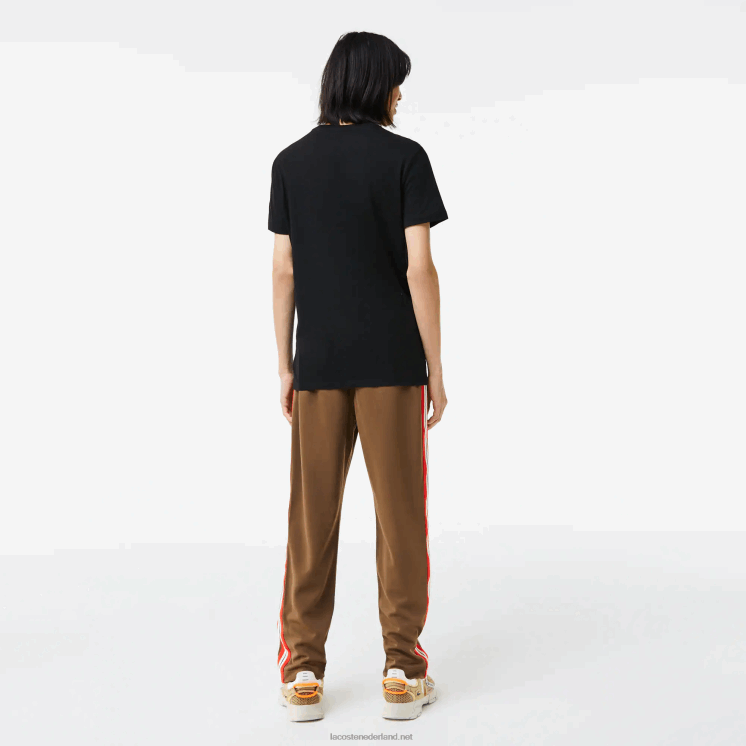 Lacoste T-shirt van pimakatoen met v-hals 0828H41 zwart 031 Heren