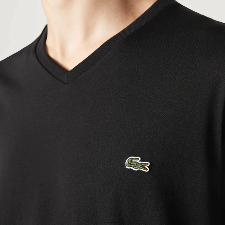 Lacoste T-shirt van pimakatoen met v-hals 0828H41 zwart 031 Heren