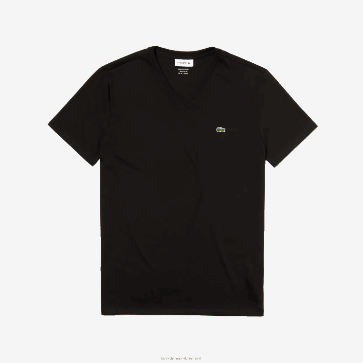 Lacoste T-shirt van pimakatoen met v-hals 0828H41 zwart 031 Heren