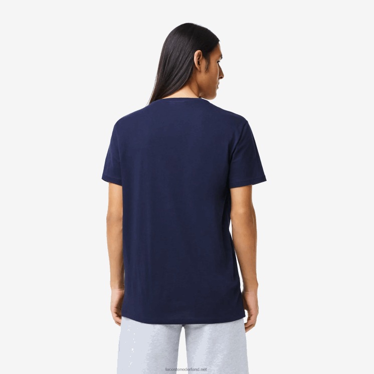 Lacoste T-shirt van pimakatoen met v-hals 0828H42 marineblauw 166 Heren