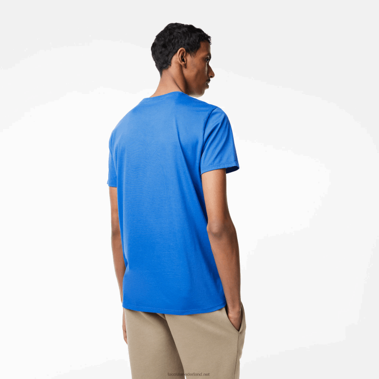 Lacoste T-shirt van pimakatoen met v-hals 0828H49 blauwe kxb Heren