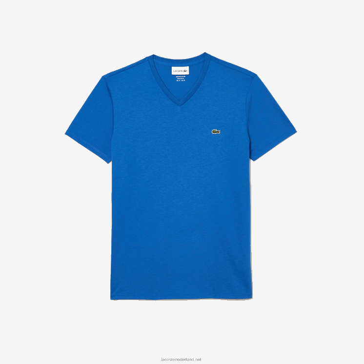 Lacoste T-shirt van pimakatoen met v-hals 0828H49 blauwe kxb Heren