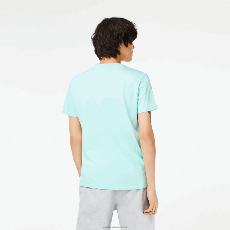 Lacoste T-shirt van pimakatoen met v-hals 0828H56 mint lgf Heren