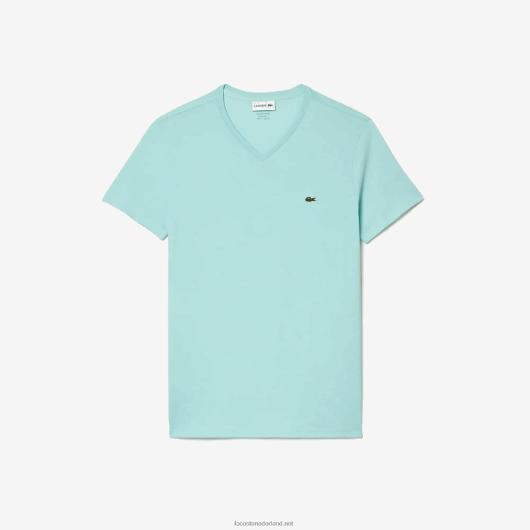 Lacoste T-shirt van pimakatoen met v-hals 0828H56 mint lgf Heren