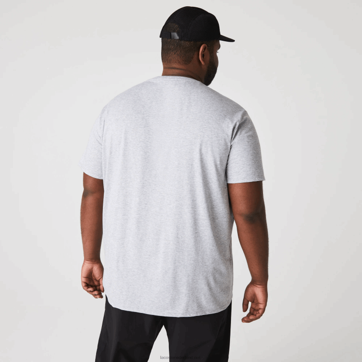Lacoste T-shirt van pimakatoen met v-hals 0828H614 grijze chine ca Heren