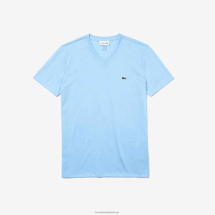 Lacoste T-shirt van pimakatoen met v-hals 0828H624 blauwe hbp Heren
