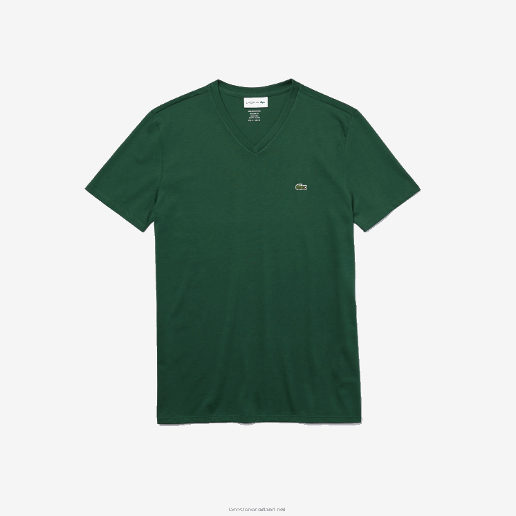 Lacoste T-shirt van pimakatoen met v-hals 0828H679 groen 132 Heren