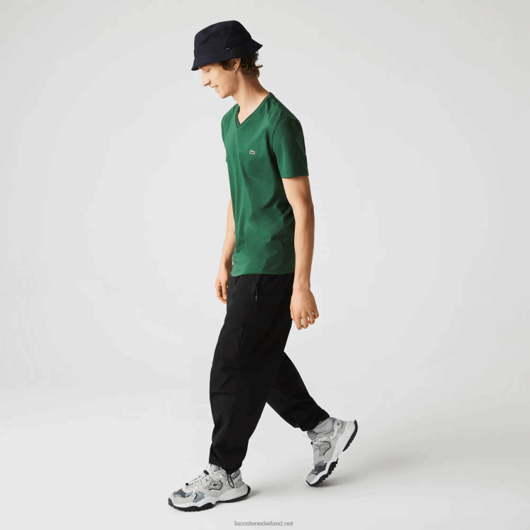 Lacoste T-shirt van pimakatoen met v-hals 0828H679 groen 132 Heren