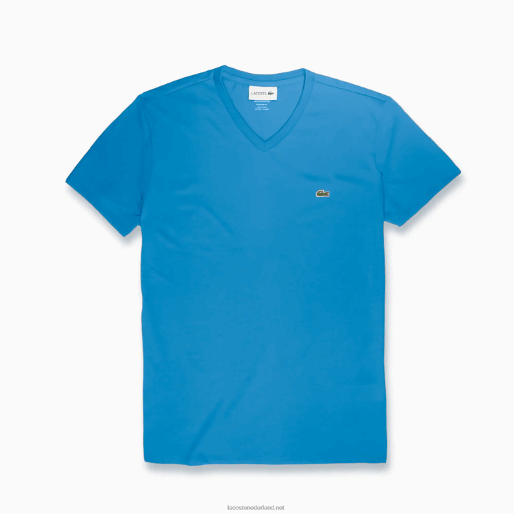 Lacoste T-shirt van pimakatoen met v-hals 0828H731 blauw 4xa Heren