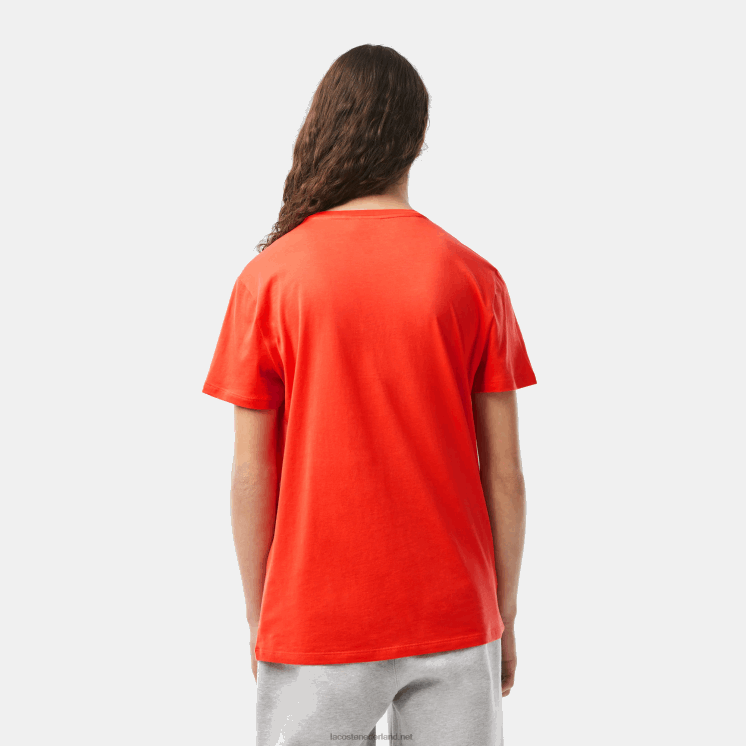 Lacoste T-shirt van pimakatoenjersey met ronde hals 0828H130 oranje 02k Heren