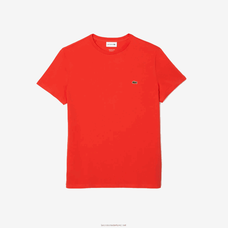 Lacoste T-shirt van pimakatoenjersey met ronde hals 0828H130 oranje 02k Heren