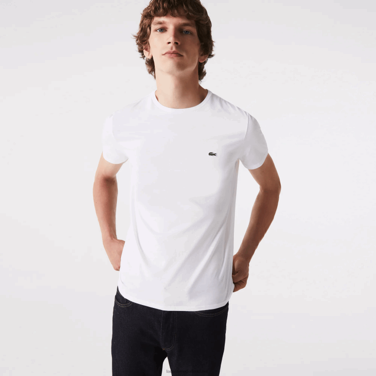 Lacoste T-shirt van pimakatoenjersey met ronde hals 0828H36 wit 001 Heren
