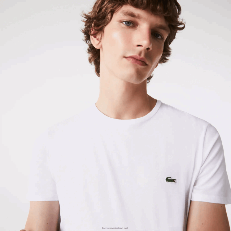 Lacoste T-shirt van pimakatoenjersey met ronde hals 0828H36 wit 001 Heren