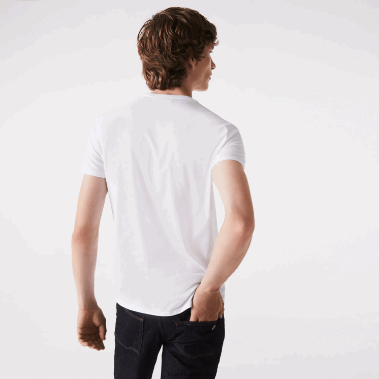 Lacoste T-shirt van pimakatoenjersey met ronde hals 0828H36 wit 001 Heren