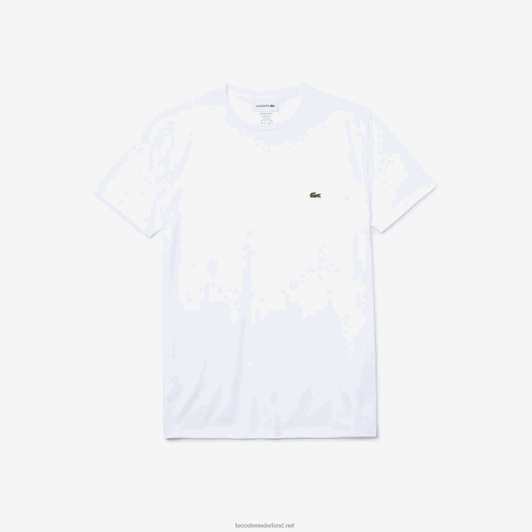 Lacoste T-shirt van pimakatoenjersey met ronde hals 0828H36 wit 001 Heren