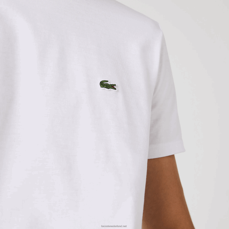 Lacoste T-shirt van pimakatoenjersey met ronde hals 0828H36 wit 001 Heren
