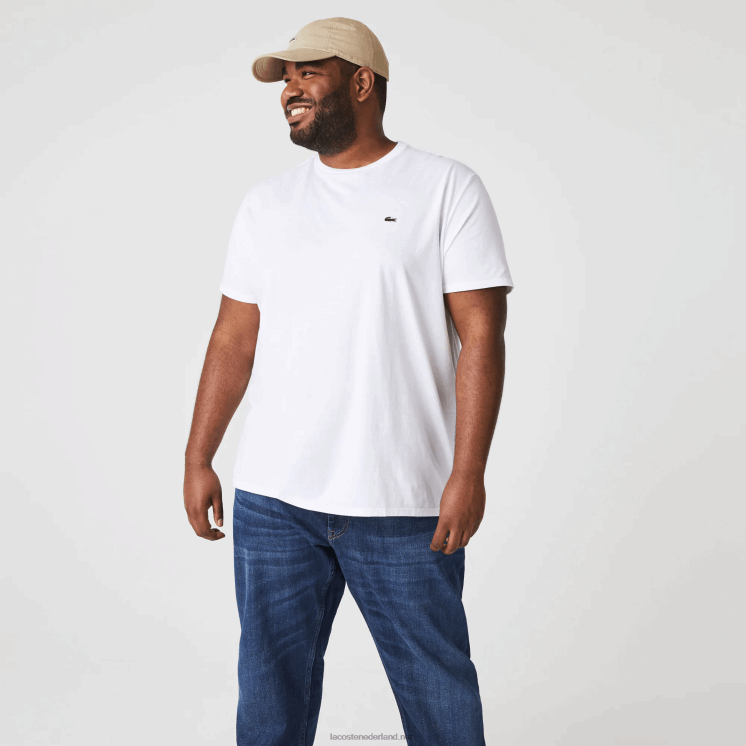 Lacoste T-shirt van pimakatoenjersey met ronde hals 0828H36 wit 001 Heren