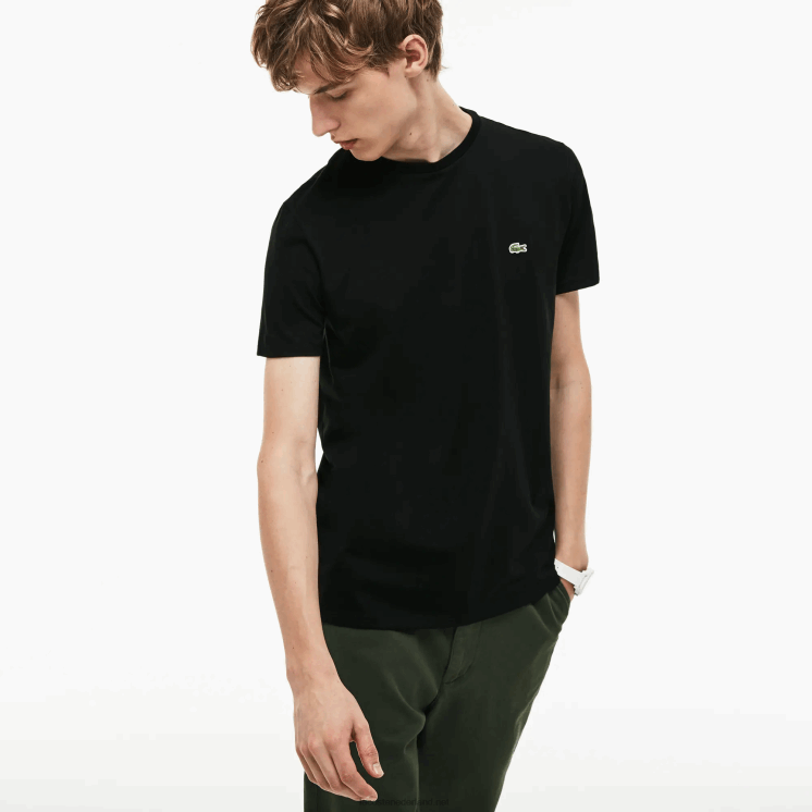 Lacoste T-shirt van pimakatoenjersey met ronde hals 0828H37 zwart 031 Heren