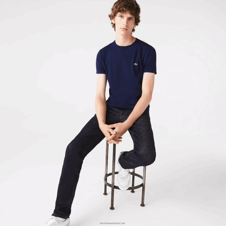 Lacoste T-shirt van pimakatoenjersey met ronde hals 0828H38 marineblauw 166 Heren
