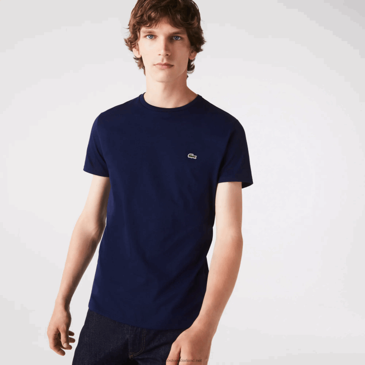 Lacoste T-shirt van pimakatoenjersey met ronde hals 0828H38 marineblauw 166 Heren