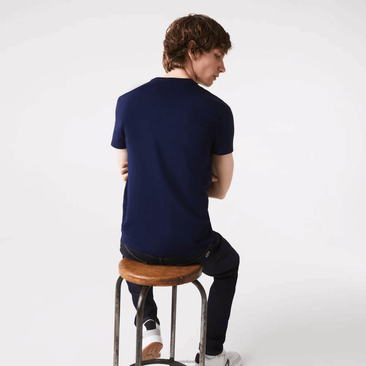 Lacoste T-shirt van pimakatoenjersey met ronde hals 0828H38 marineblauw 166 Heren