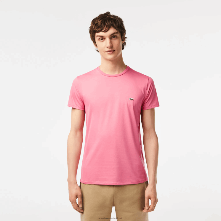 Lacoste T-shirt van pimakatoenjersey met ronde hals 0828H54 roze 2r3 Heren