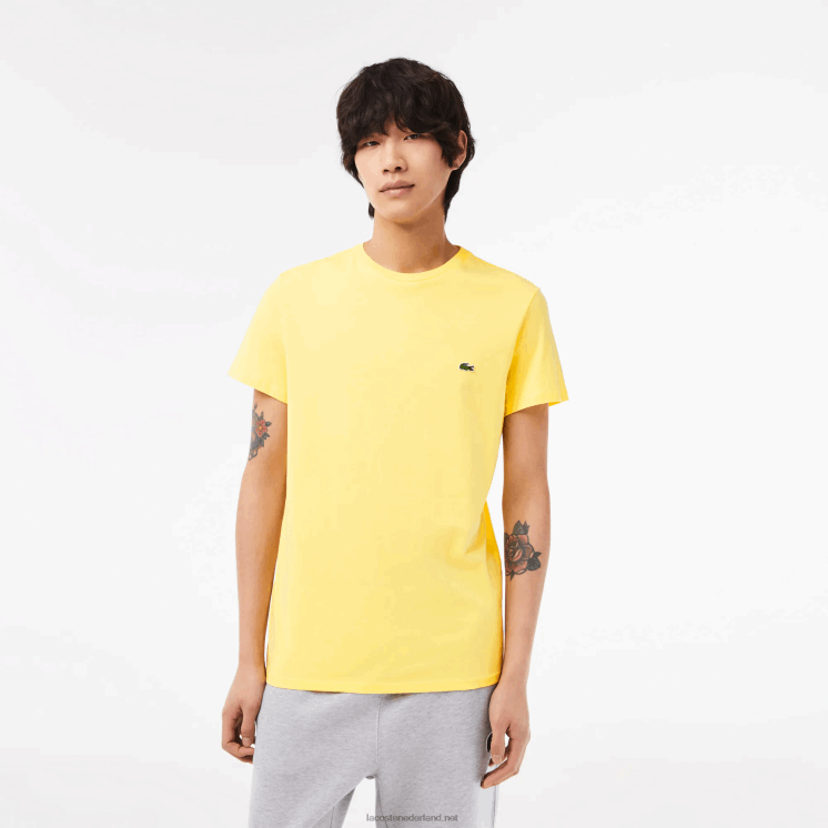 Lacoste T-shirt van pimakatoenjersey met ronde hals 0828H55 geel 107 Heren
