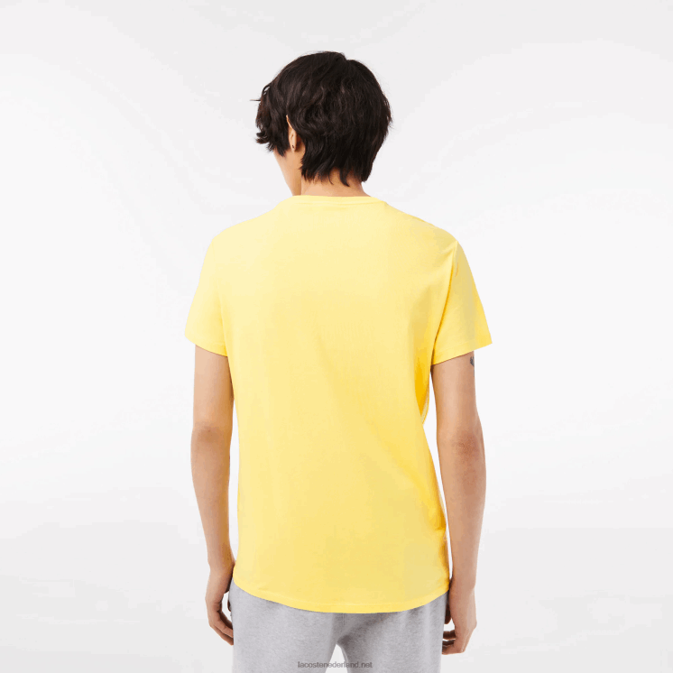 Lacoste T-shirt van pimakatoenjersey met ronde hals 0828H55 geel 107 Heren