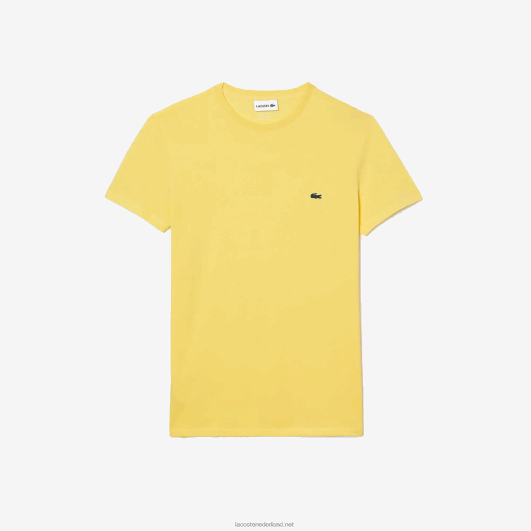 Lacoste T-shirt van pimakatoenjersey met ronde hals 0828H55 geel 107 Heren
