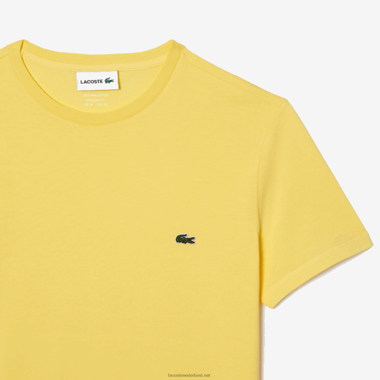 Lacoste T-shirt van pimakatoenjersey met ronde hals 0828H55 geel 107 Heren
