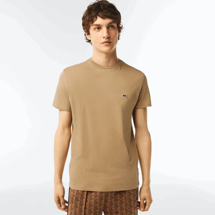 Lacoste T-shirt van pimakatoenjersey met ronde hals 0828H57 beige cb8 Heren