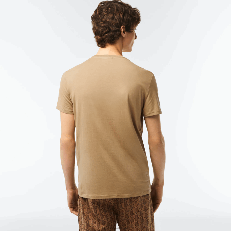 Lacoste T-shirt van pimakatoenjersey met ronde hals 0828H57 beige cb8 Heren