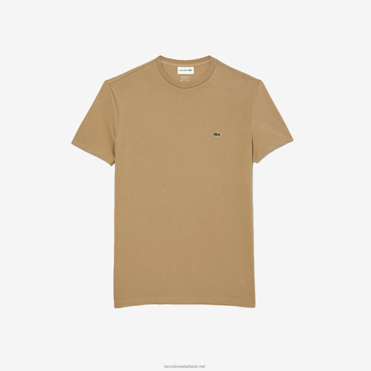 Lacoste T-shirt van pimakatoenjersey met ronde hals 0828H57 beige cb8 Heren