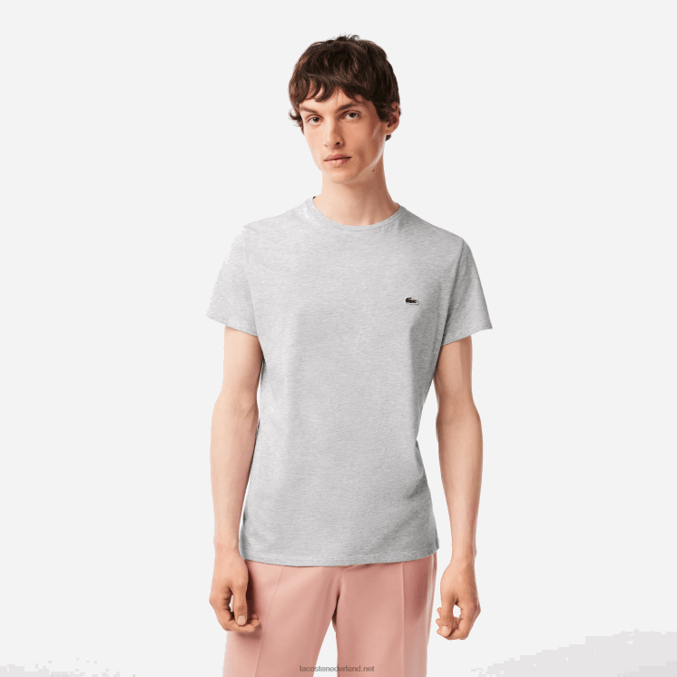 Lacoste T-shirt van pimakatoenjersey met ronde hals 0828H619 grijze chine ca Heren