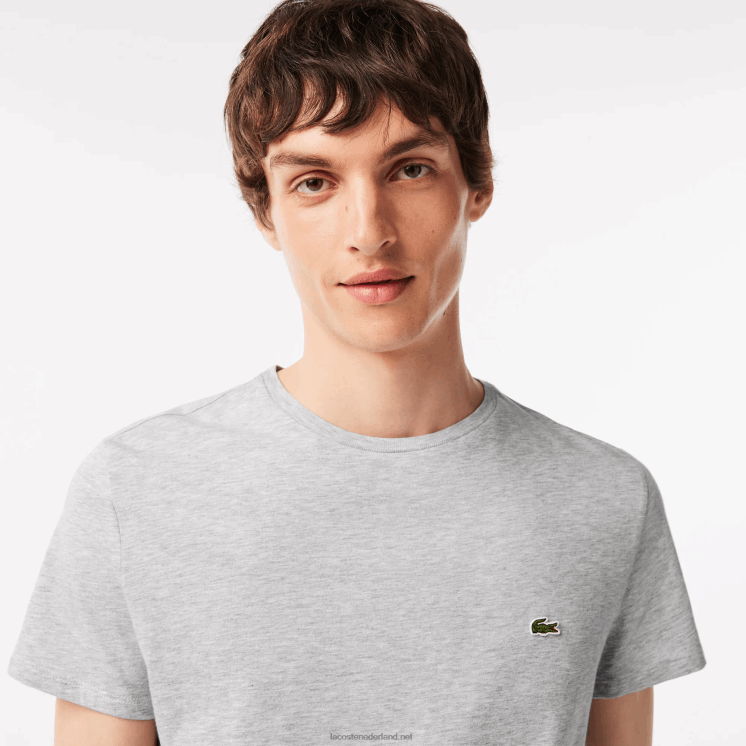 Lacoste T-shirt van pimakatoenjersey met ronde hals 0828H619 grijze chine ca Heren