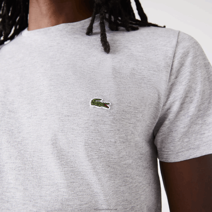 Lacoste T-shirt van pimakatoenjersey met ronde hals 0828H619 grijze chine ca Heren