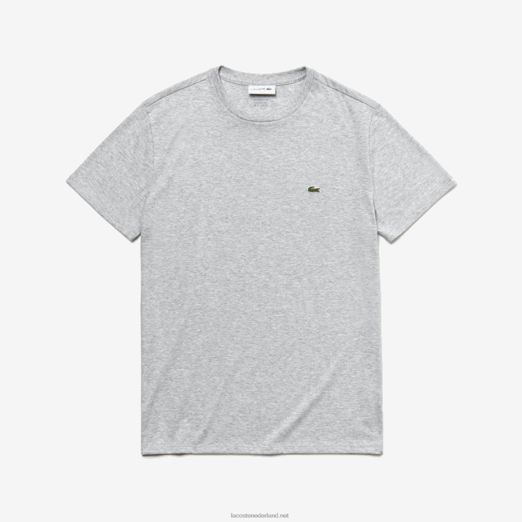 Lacoste T-shirt van pimakatoenjersey met ronde hals 0828H619 grijze chine ca Heren
